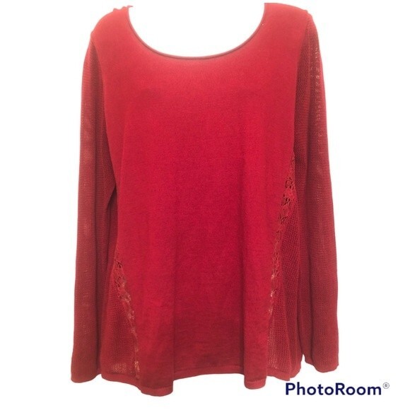 Lucky Brand Sweaters - Lucky Brand Size L Waffle Knit Cashmere Blend Long Sleeve Sweater Crochet Lace